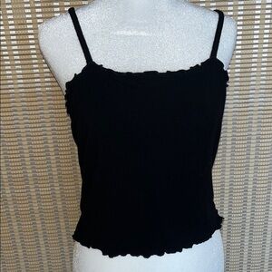 Bozzolo Black Ruffled Crop Camisole